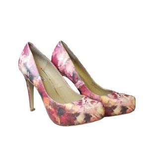 BCBGeneration Pink Floral Platform Stiletto Heels